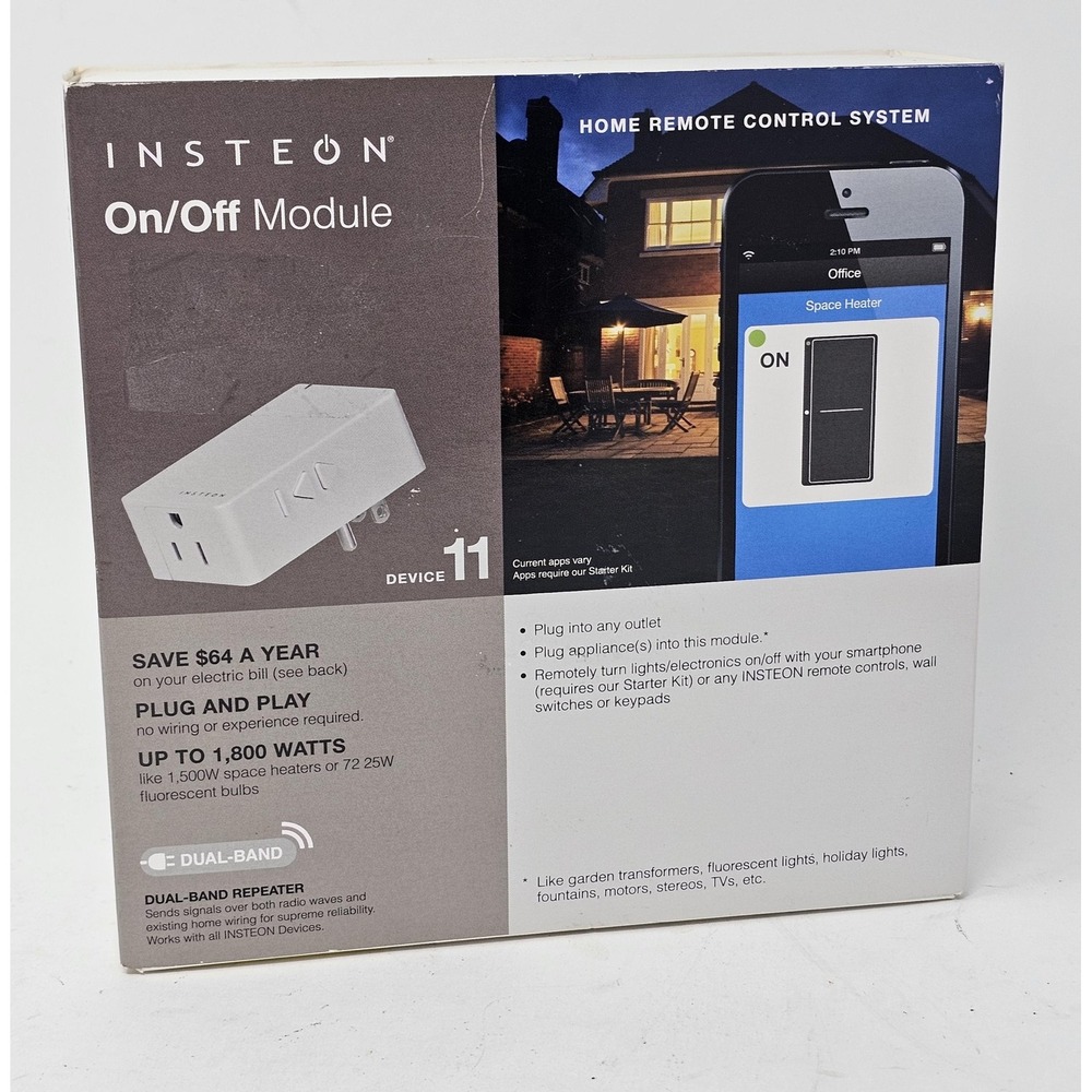 Insteon On/Off Module Device 11 White Dual-Band Smart Outlet Plug Remote